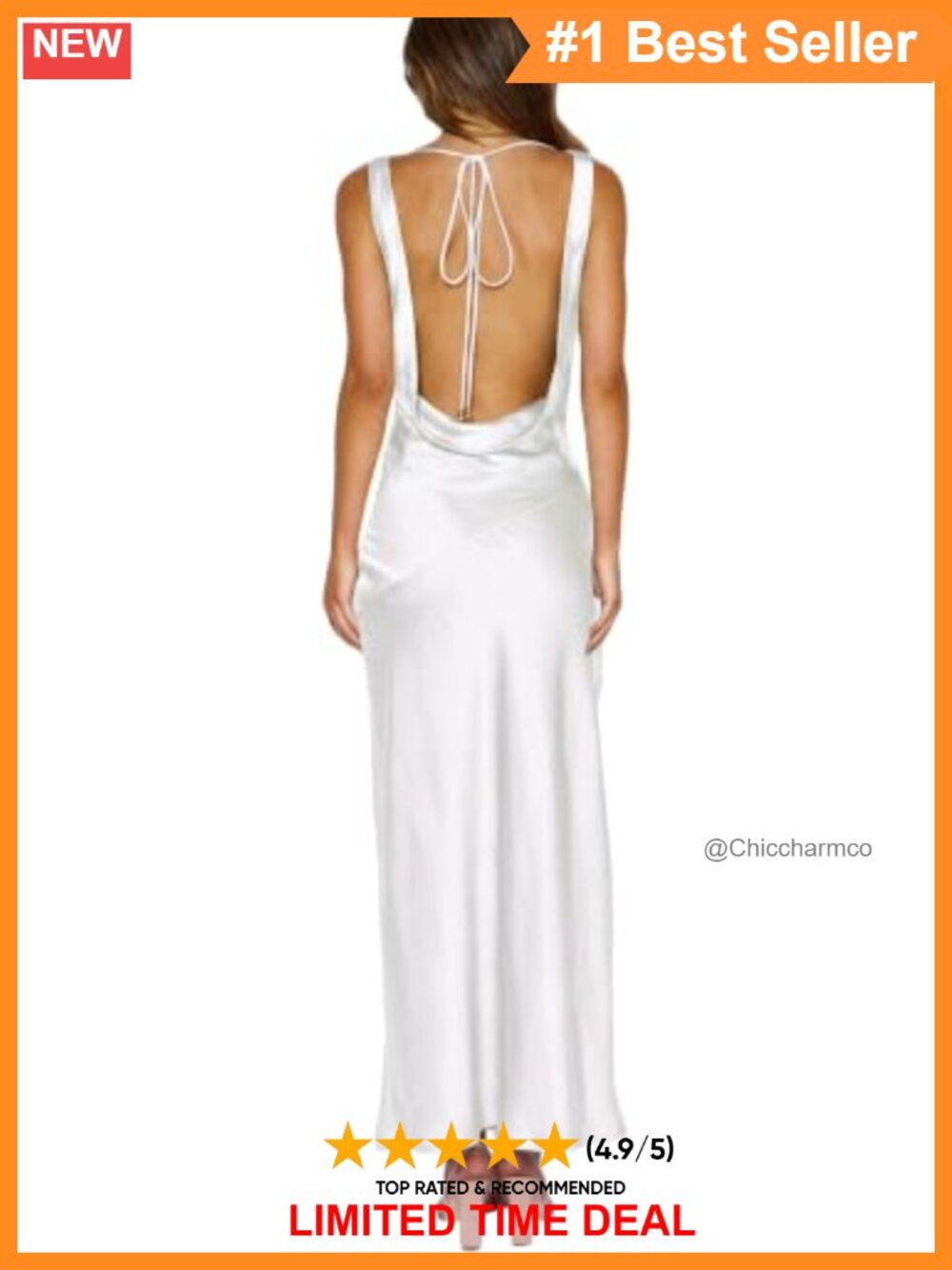 Satin Backless Maxi Dress Cowl Neck Sleeveless Formal Wedding Guest